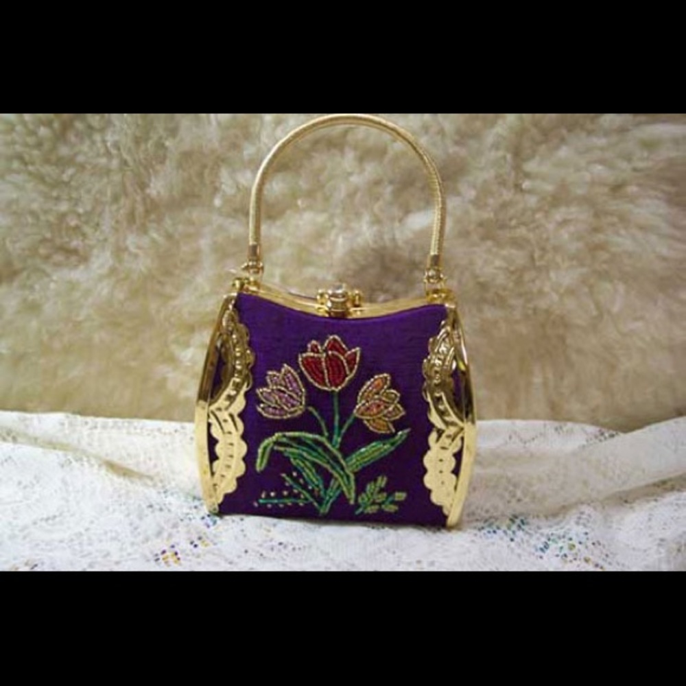 Elegant Box Purse (Purple/Floral)